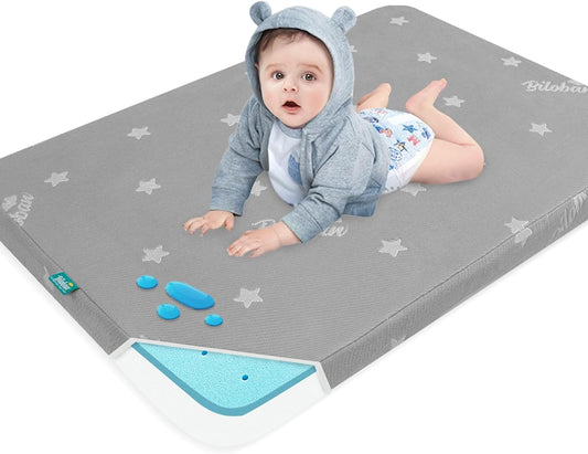Bassinet Mattress Pad 24 x 38 Compatible with Dream On Me Nest/Zazzy, Davinci & Delta Children Mini Crib, Waterproof Breathable Baby Foam with Removable Zippered Cover, Ultra Soft