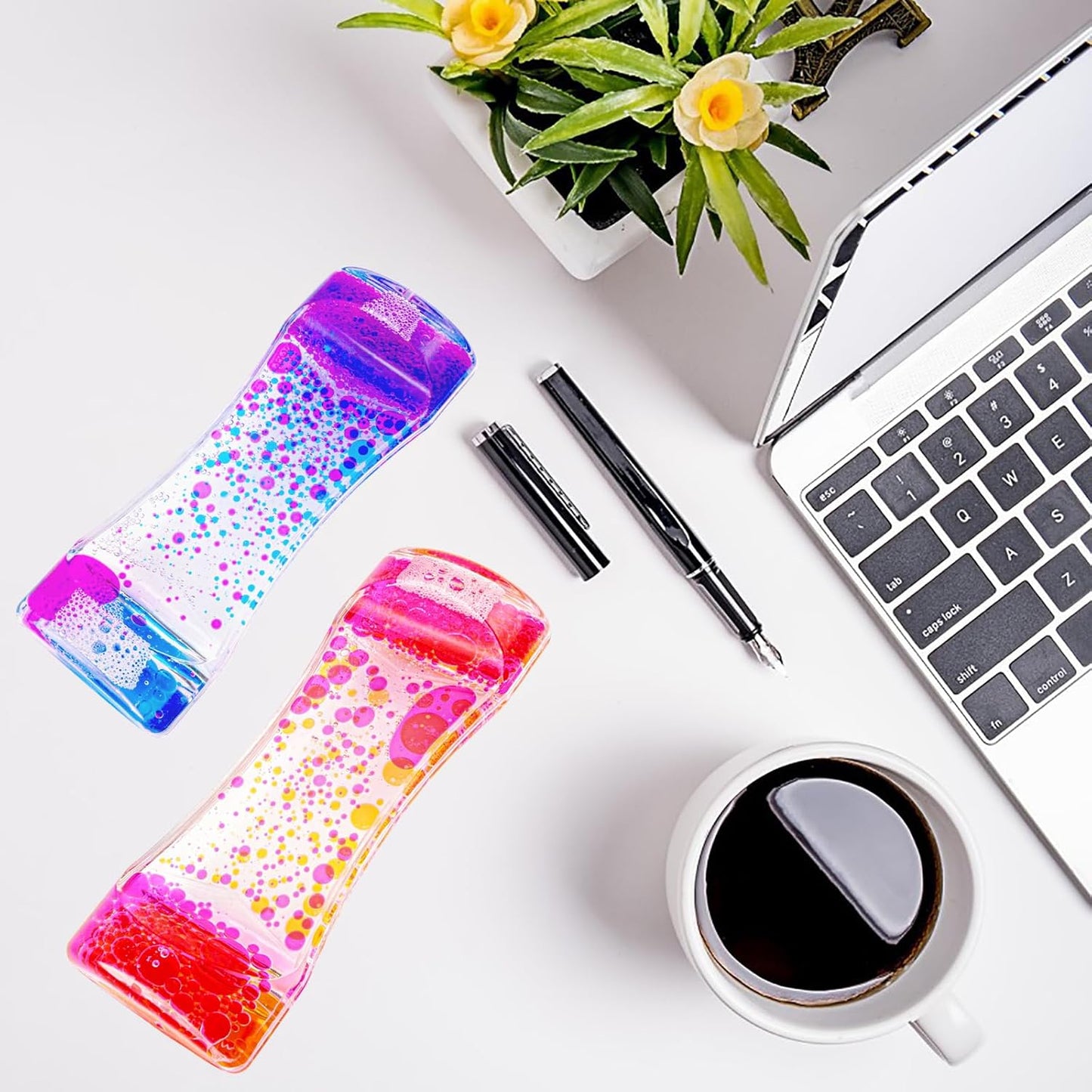 3 Pack Calming Liquid Motion Bubbler, Hourglass Type Bubbler Timer Sensory Toys for Children with Autism Toys for Children and Adults with Autism and Anxiety Relax and Calm Down School Office Toys