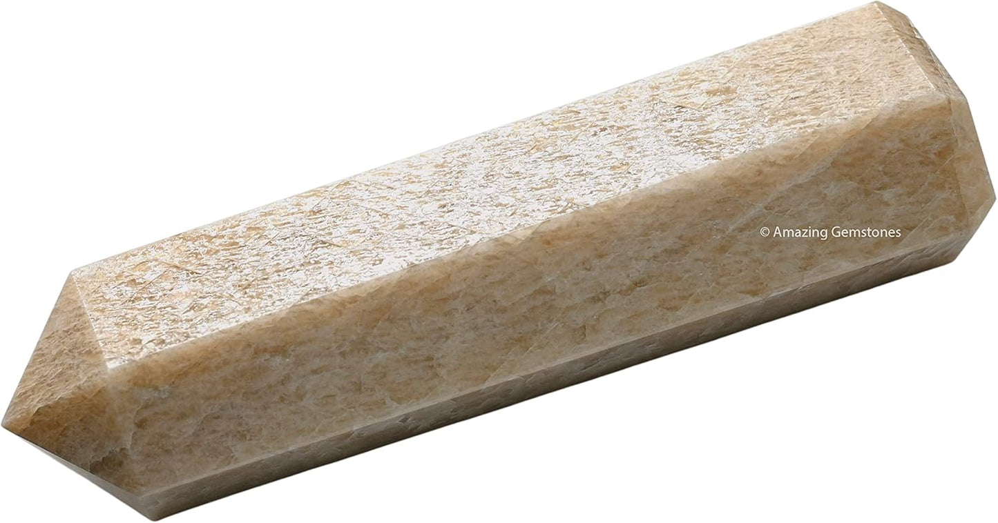 Amazing Gemstone Large Cream Moonstone Crystal Towers ~ Natural Healing Crystal Point Obelisk for Reiki Healing and Crystal Grid (5.5 to 6 INCH)