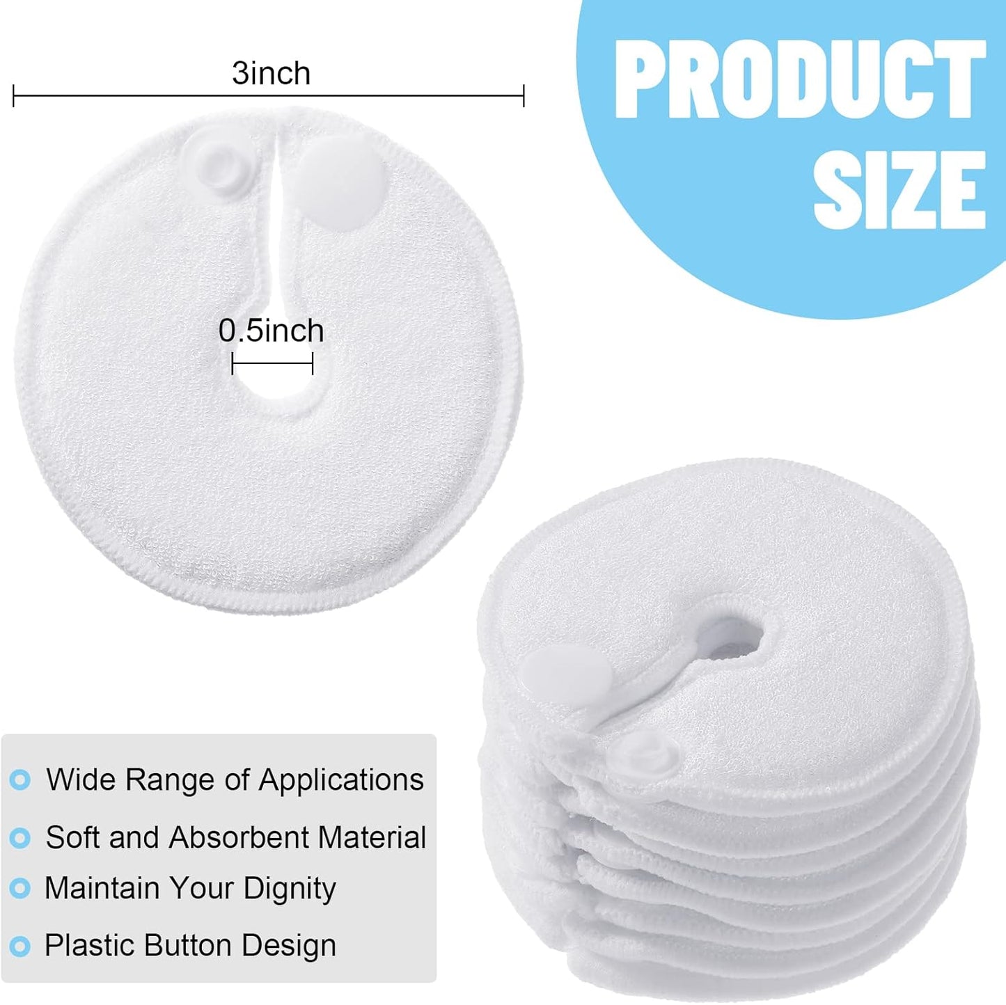 100 Pieces G Tube Pads G Tube Button Covers Peg Feeding Supplies Feeding Pads Holder Peritoneal Abdominal Soft Absorbent Button Covers Holder for Nursing Care