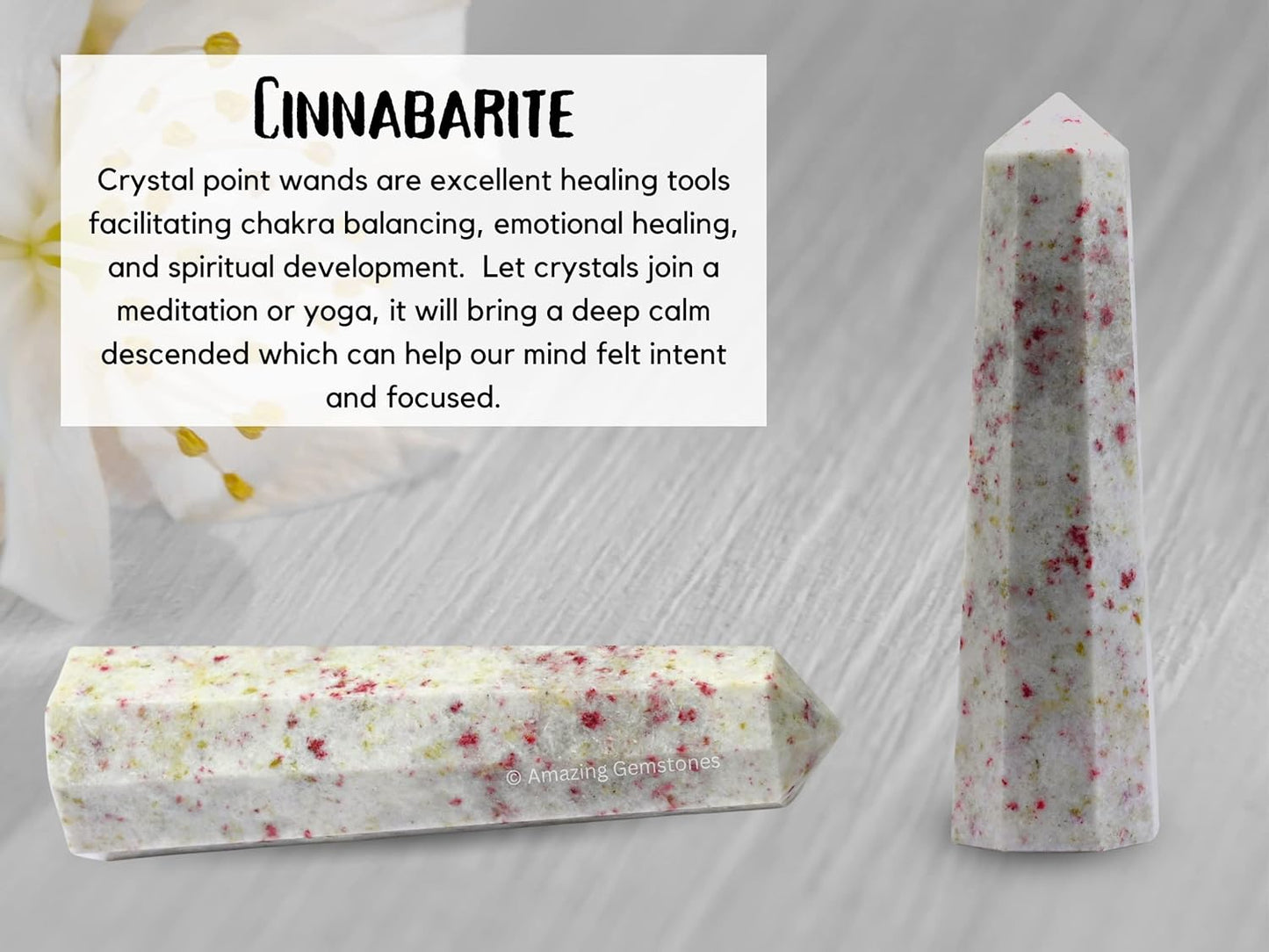 Amazing Gemstone Cinnabarite Crystal Towers - Natural Healing Crystal Point Obelisk for Reiki Healing and Crystal Grid (3 Inch)