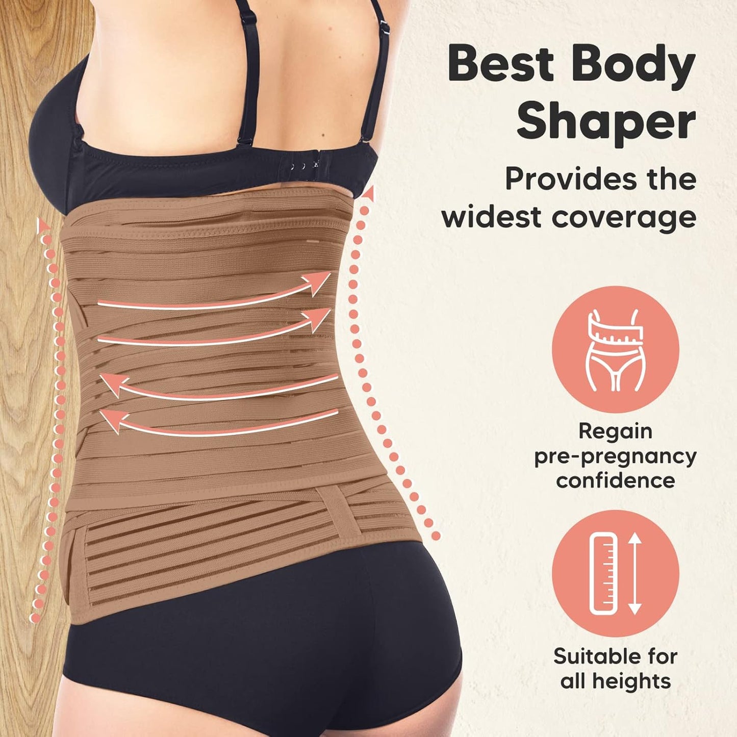 3 in 1 Postpartum Belly Support Recovery Wrap – Postpartum Belly Band, After Birth Brace, Slimming Girdles, Body Shaper Waist Shapewear, Post Surgery Pregnancy Belly Support Band (Warm Tan, XL)