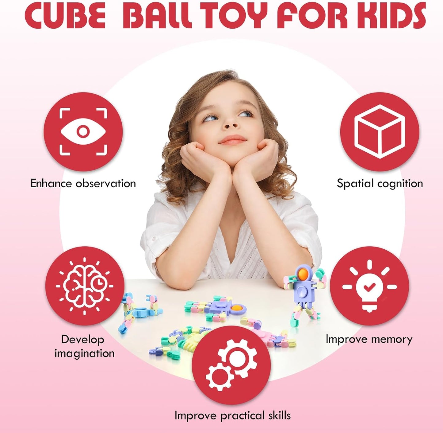 32 Pcs Funny Sensory Fidget Toys Robot Fidget Spinners Fidget Party Favors Robot Fingertip Toy DIY Transformable Chain for Teens Adults Stress Relief Birthday Gift (4 Colors,Elegant Style)