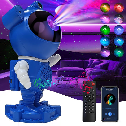 Astronaut Galaxy Projector Night Light for Kids Room,Bedroom Decoration, LED Lights, Star Projector with Nebula Moon, Bluetooth, White Noise, Remote Control