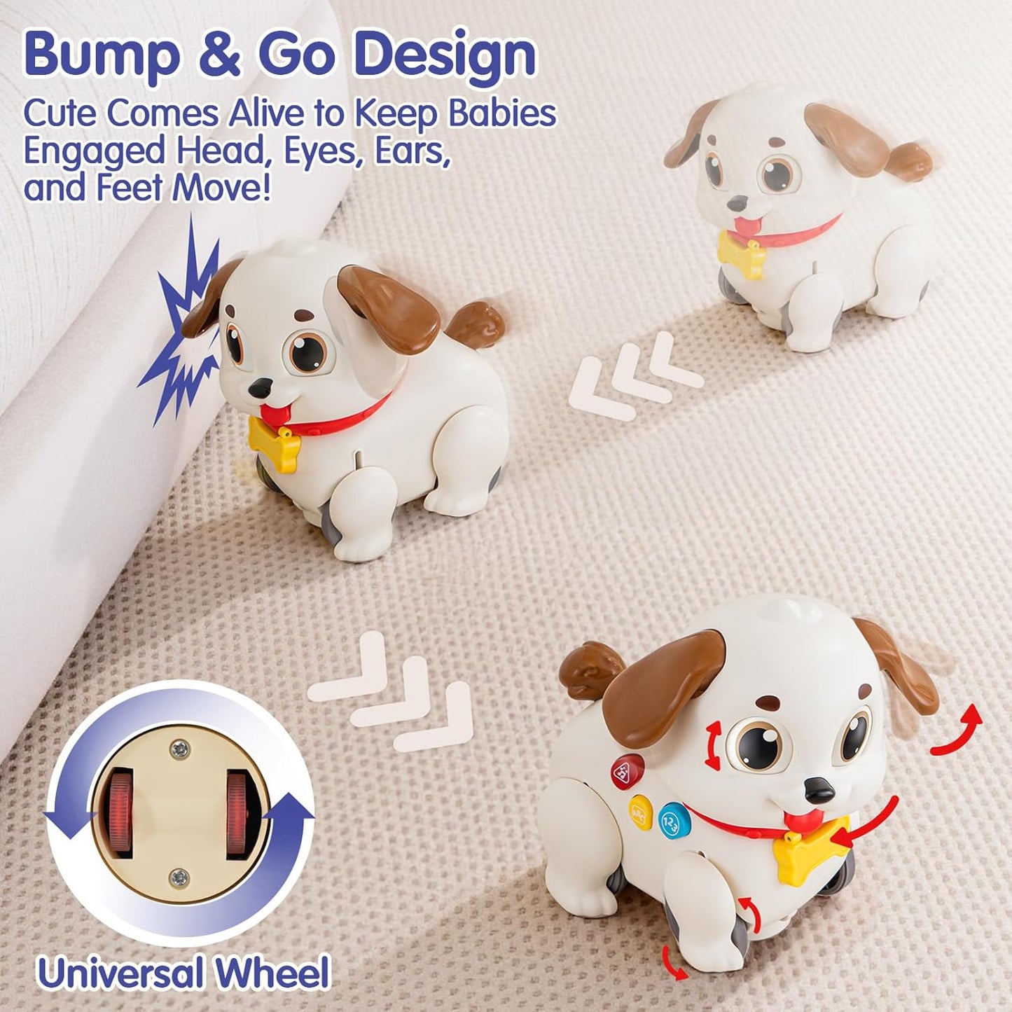 HOLA Baby Toys 6-12 Months Musical Dancing Puppy Tummy Time Toy, Toddler Learning Toys for 1 Year Old Girl Boy, 1st Birthday Gift for Boys & Girls Christmas Stocking Stuffers