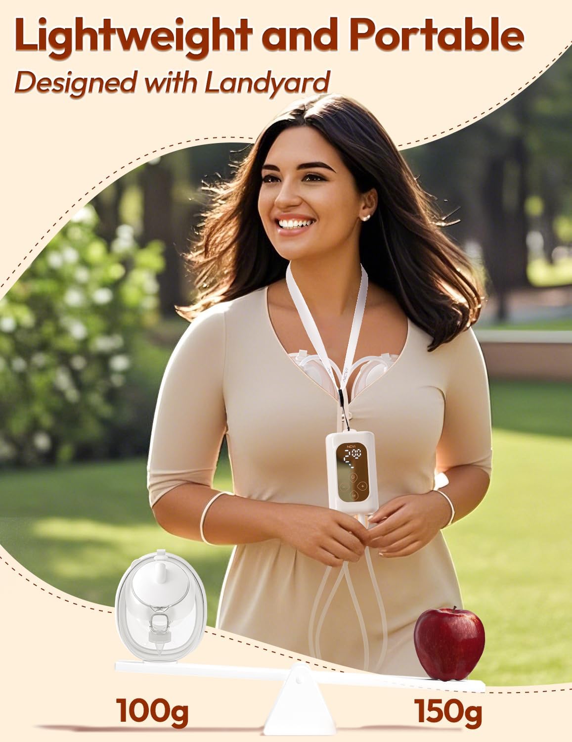 NCVI Ultra-Light Wearable Breastfeeding Pump Hands-Free, Hospital-Grade Portable Electric Breast Pump with Double Sealed Milk Cup, 21/24mm Flanges Suit for 17-23mm Small Nipples, 4 Modes 9 Levels