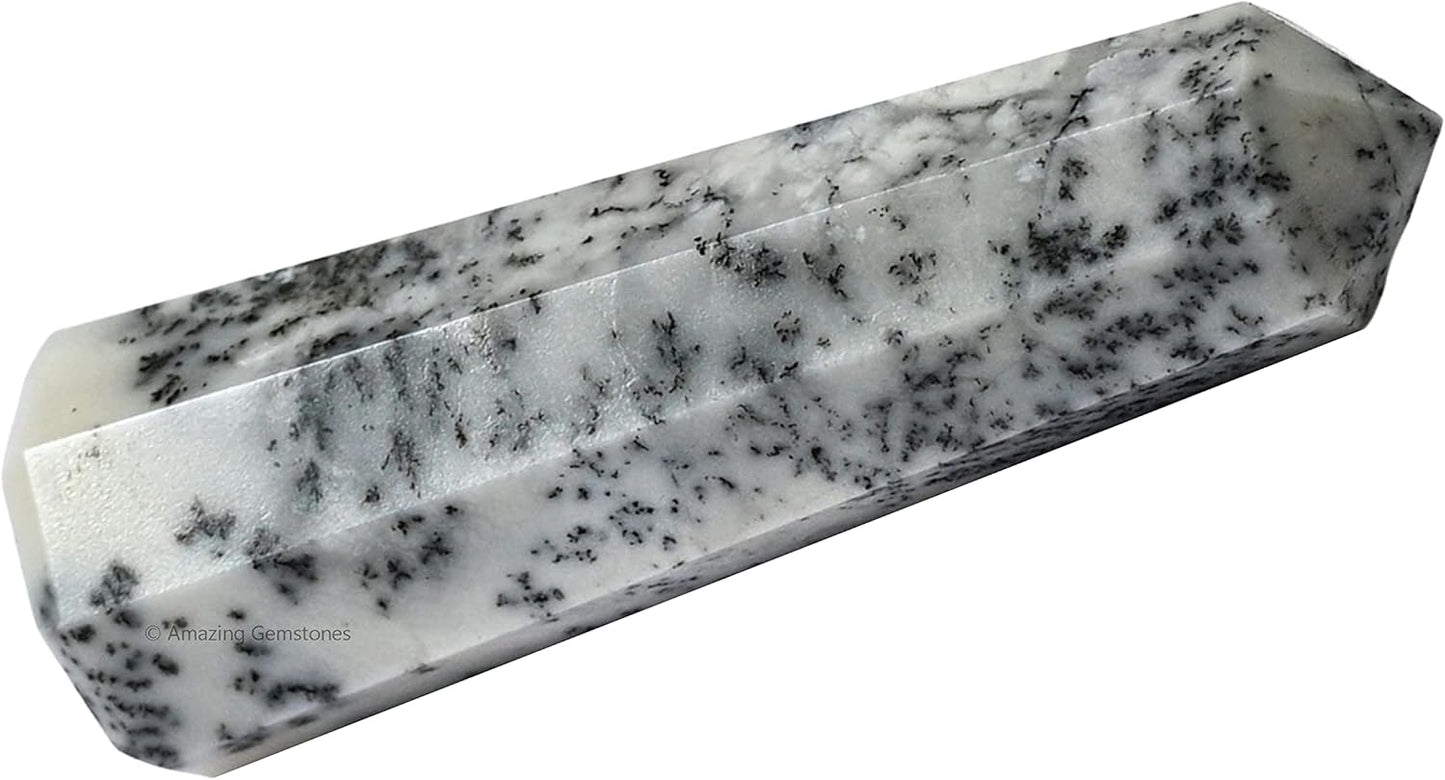 Amazing Gemstone Dendrite Opal Crystal Towers - Natural Healing Crystal Point Obelisk for Reiki Healing and Crystal Grid (3 Inch)