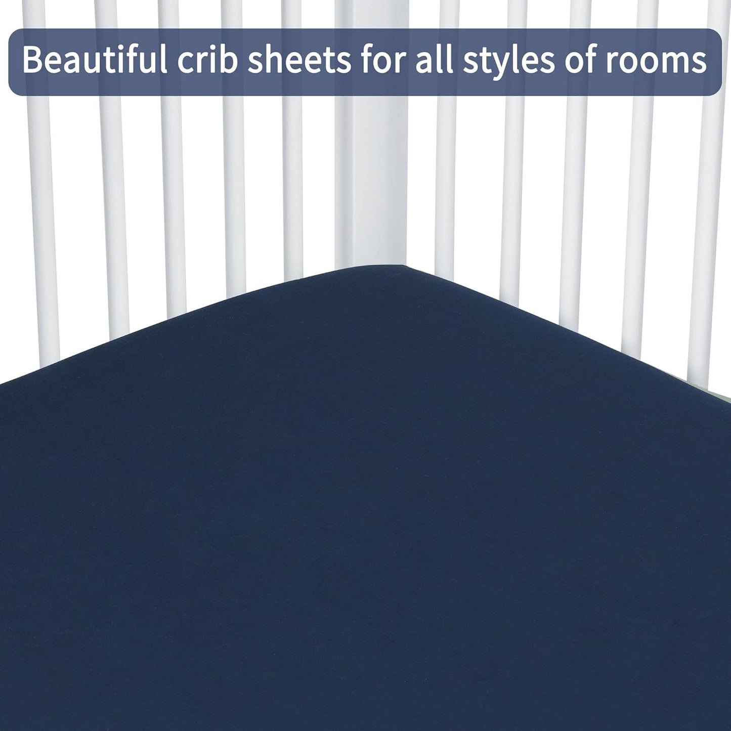 Baby Crib Sheets for Boys Girls, 2 Pack Fitted Crib Sheet for Standard Crib and Toddler Mattress, Soft Microfiber Baby Sheet 52x28x8in (Navy & Gray)