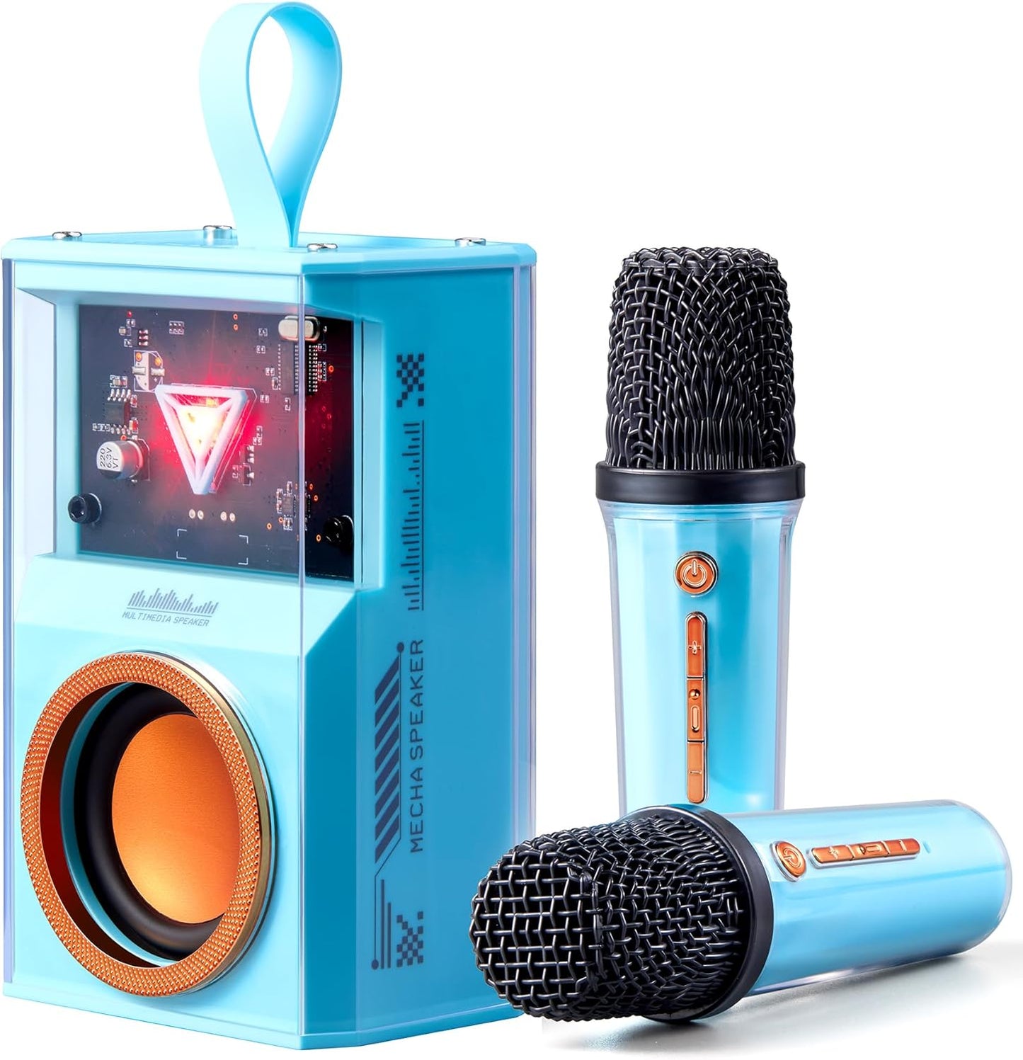 Karaoke Machine for Kids & Adults, Portable Bluetooth Mini Karaoke Speaker with 2 Wireless Microphone and Lights, Birthday Gifts for Girls & Boys, Toys for Girls, Family Home Party (Sky Blue)