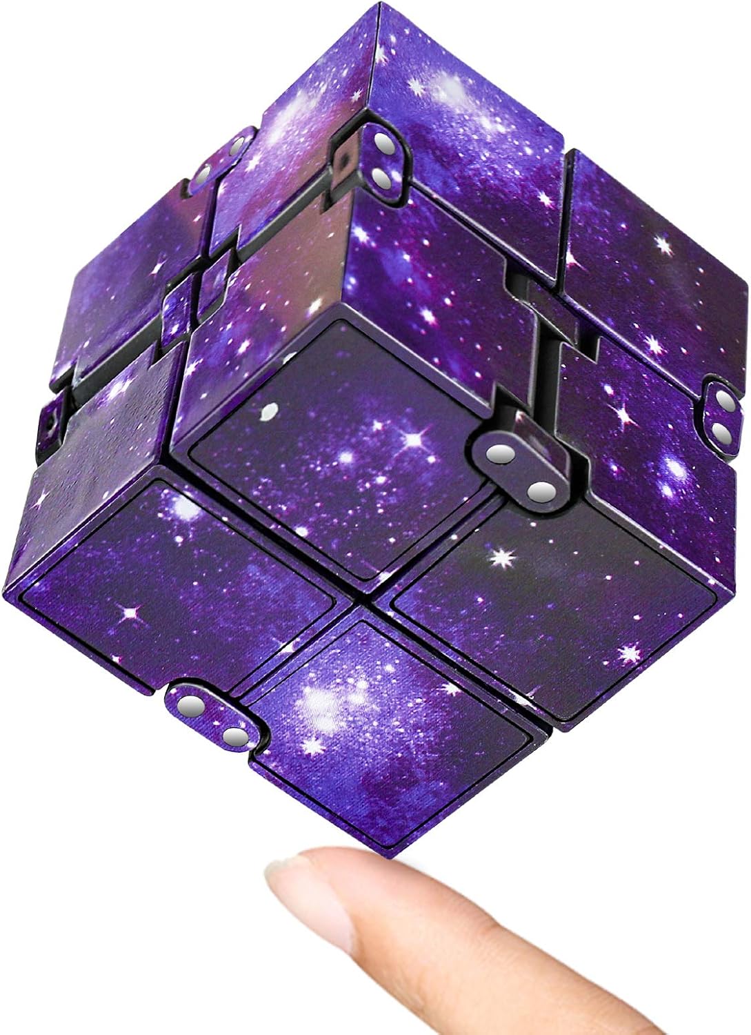 Infinitycube Fidget Toy Stress Relieving Fidgeting Game for Kids and Adults,Cute Pocket-sized Unique Gadget for Anxiety Relief and Kill Time (Purple)