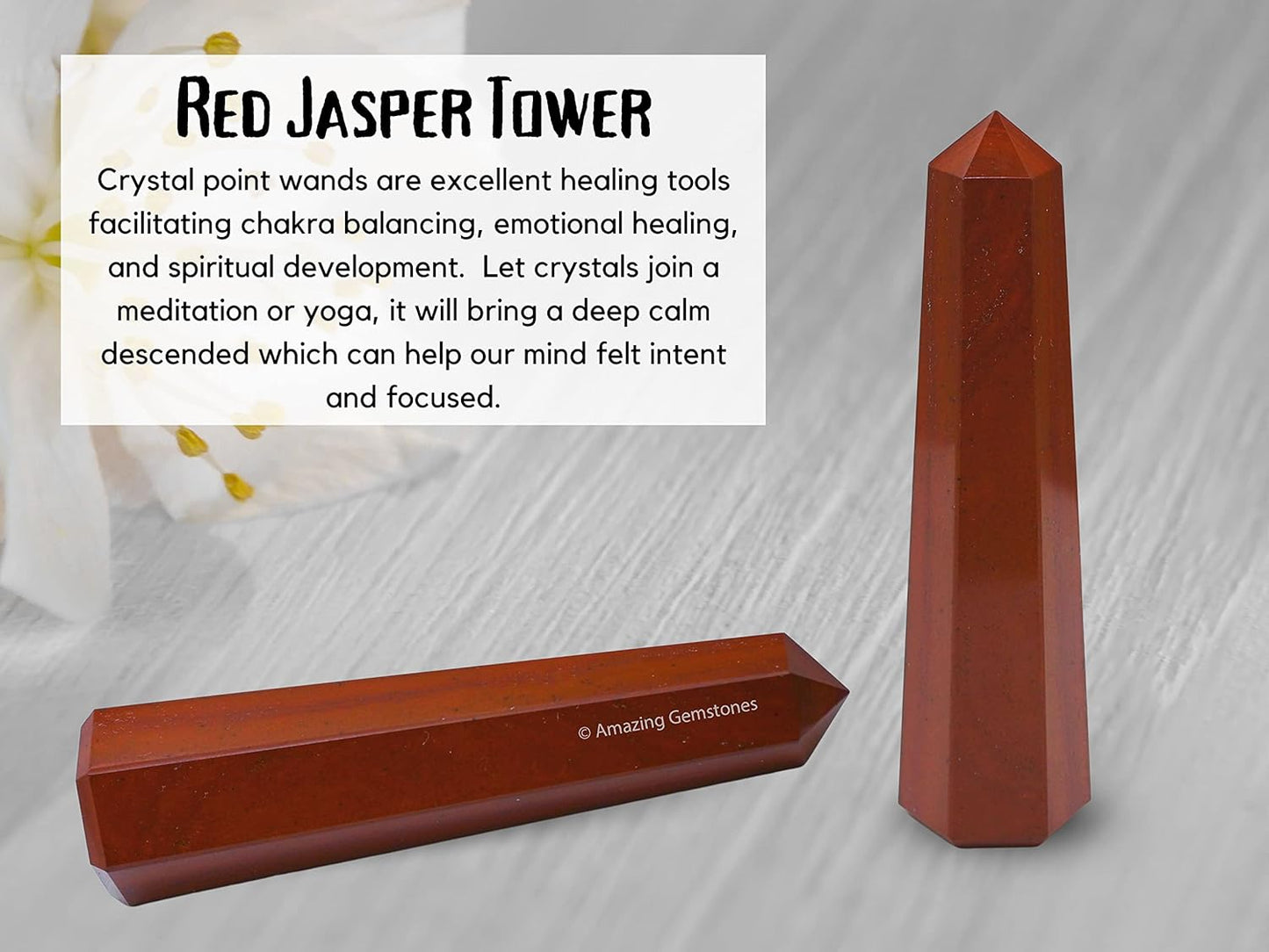 Amazing Gemstone Red Jasper Crystal Towers - Natural Healing Crystal Point Obelisk for Reiki Healing and Crystal Grid (3 Inch)