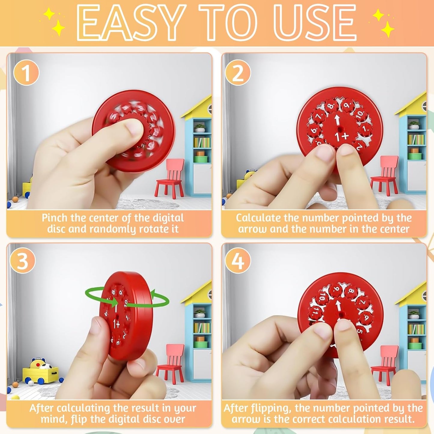 18 Pcs Math Fidget Spinners Toy, Math Fidget Sensory Spinner Counting Toys, Number Fidget Toys for Kids Math Games, Montessori Educational Toys for Kids Learning