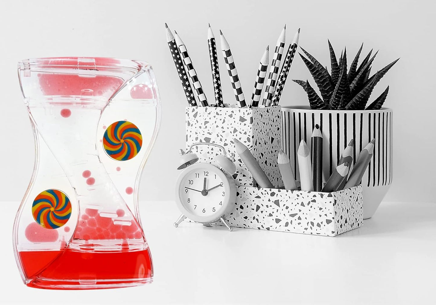 JA-RU Liquid Motion Hourglass Bubbler (3 Toy Assorted) Liquid Timer Sensory Fidget Toys for Kids & Adults. Stress Relief Calming Lava Lamp Desk Top Visual Toys. Preschool Classroom Decor. 4789-3s