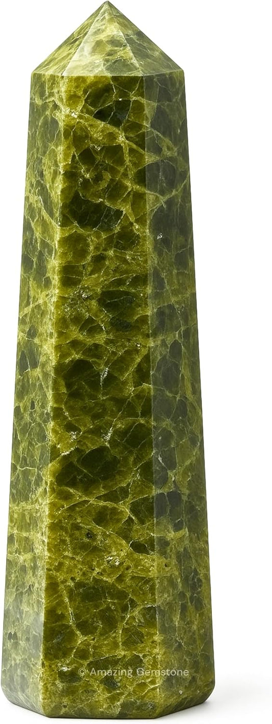 Amazing Gemstone Green Tourmaline in Matrix Crystal Towers - Natural Healing Crystal Point Obelisk for Reiki Healing and Crystal Grid (2 Inch to 3 Inch)