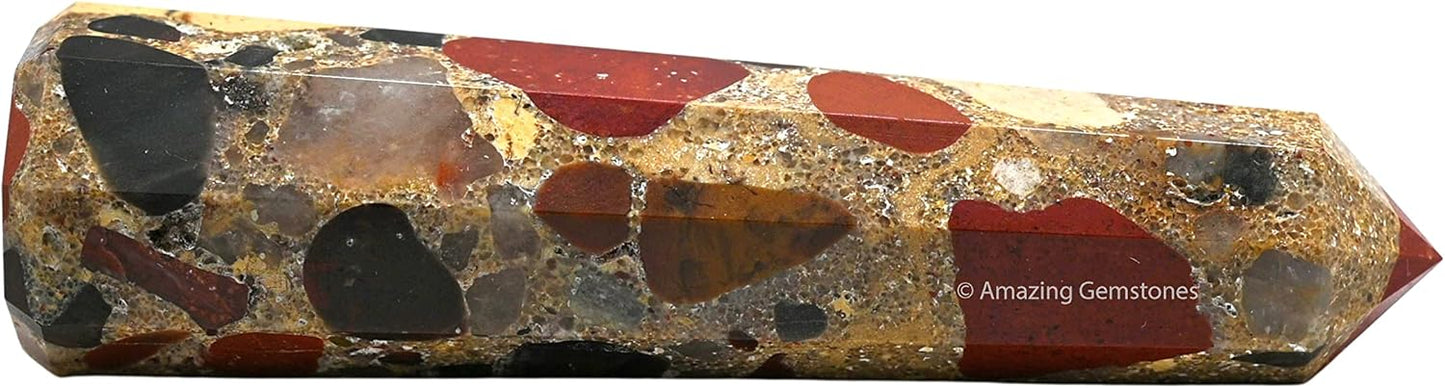 Amazing Gemstone Spotted Jasper Crystal Towers ~ Natural Healing Crystal Point Obelisk for Reiki Healing and Crystal Grid (3- Inch)