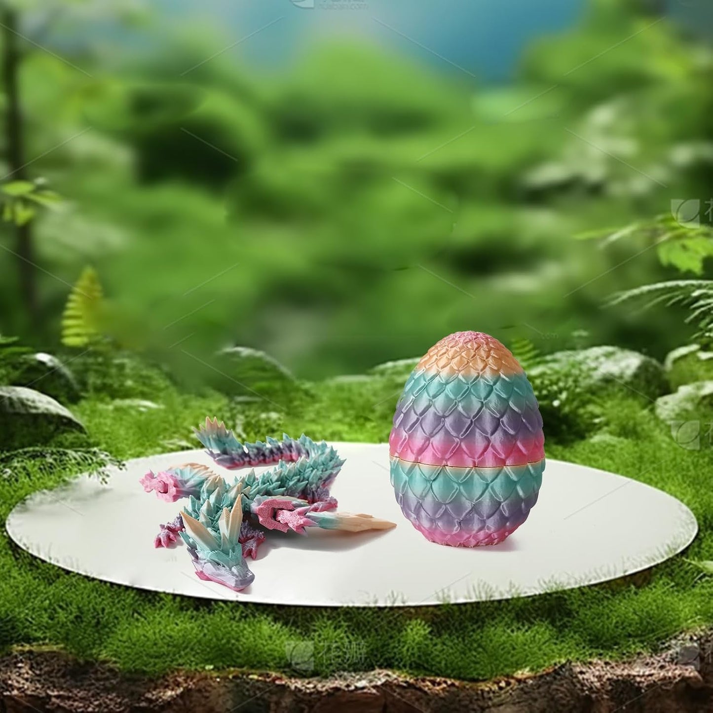 3D Printed Dragon Egg Crystal Dragon Fidget Toy Full Articulated Dragon Mystery Dragon Eggs with Dragon Inside Home Office Desk Decor Gifts Toys (Laser Colorful)