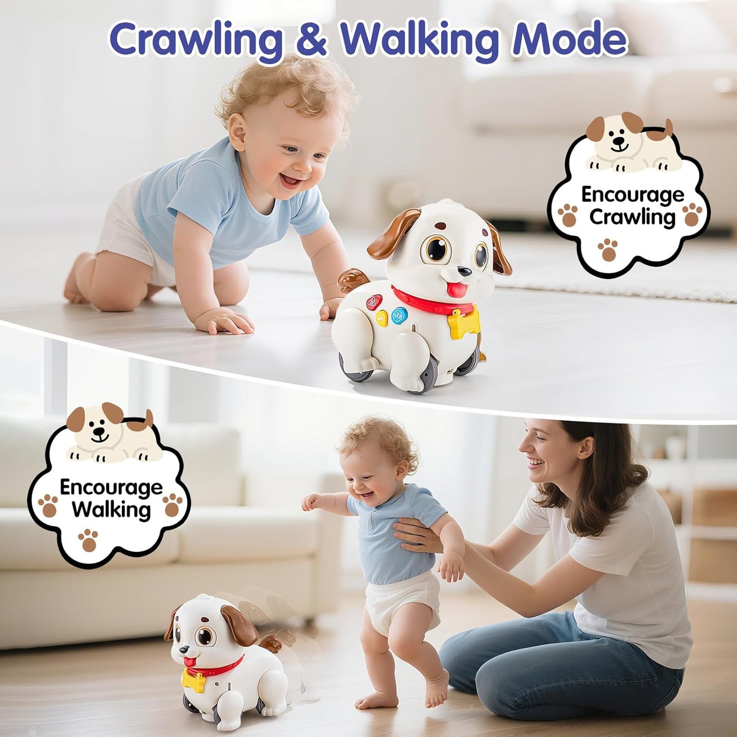 HOLA Baby Toys 6-12 Months Musical Dancing Puppy Tummy Time Toy, Toddler Learning Toys for 1 Year Old Girl Boy, 1st Birthday Gift for Boys & Girls Christmas Stocking Stuffers