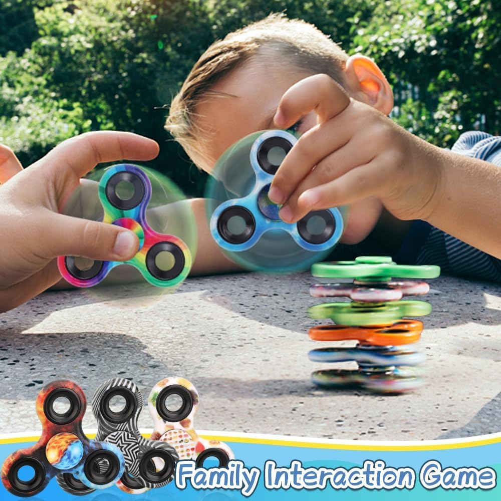 12PCS Fidget Spinner Toy Pack for Kids Adults, Metal Tri-Spinner Fidget Toy Set, Sturdy Hand Spinner for Stress Relief, Easter Halloween Party Supplies Goodie Bag Stuffers Classroom Prizes