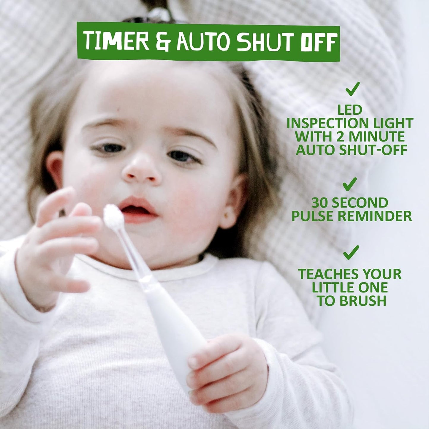 Jack N' Jill Kids Tickle Tooth Sonic Electric Toothbrush and Replacement Head, LED Brush Head with Light Timer and 30 Second Pulse Reminder, Extra Soft Bristles Suitable from 0-6 Years