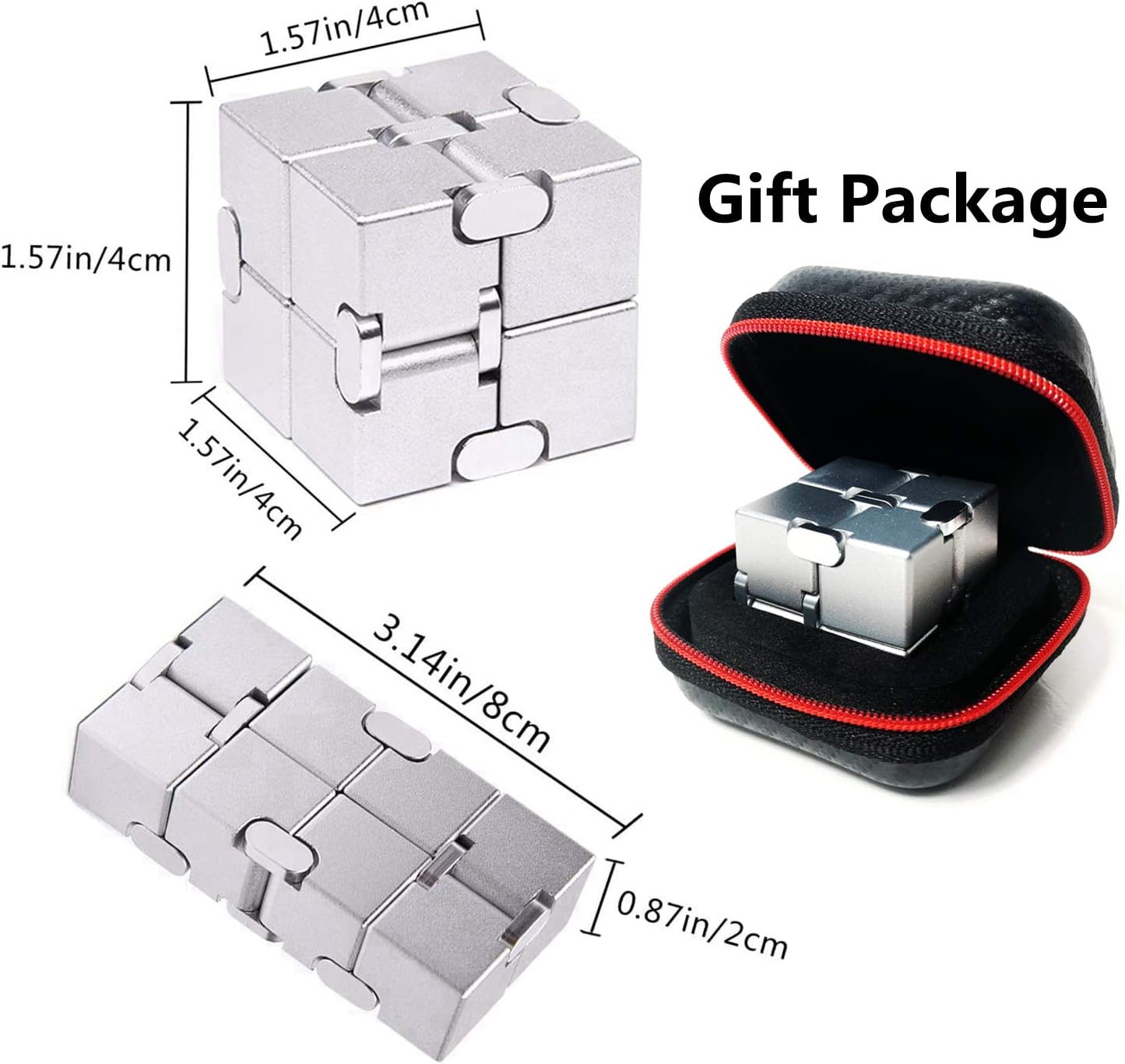 Infinity Cube Fidget Toys Aluminum Metal Stress Relief and Anti Anxiety Finger Flip Cubes Toys for Kids and Adults Idear Gadgets for Men with Exquisite Packaging