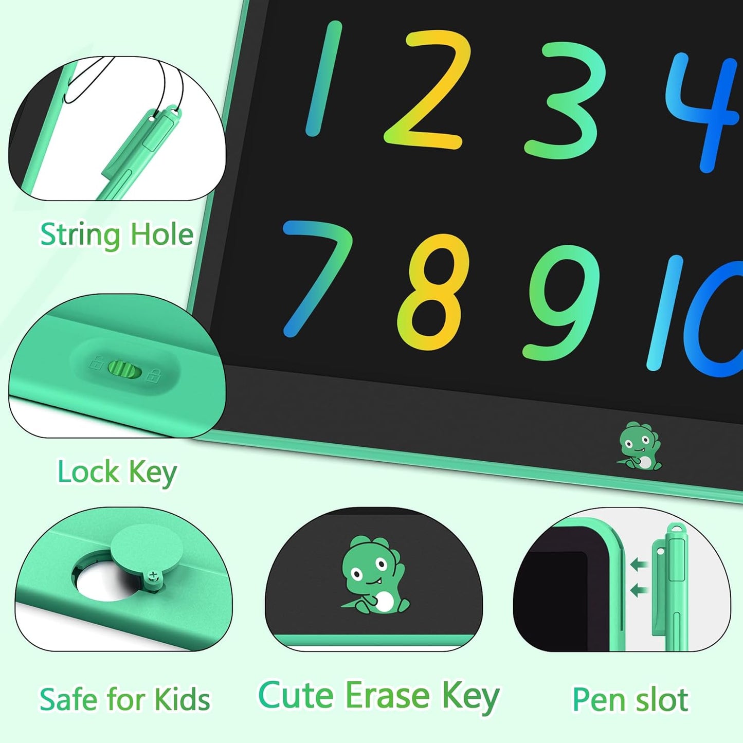 Hockvill LCD Writing Tablet for Kids, Toys for Girls Boys Drawing Pad for 3 4 5 6 7 Year Old Kid, Toddler Doodle Board Christmas Birthday for Children (16 INCH, Green)