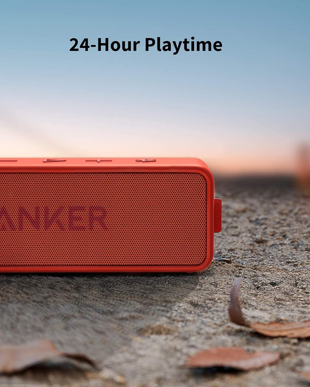 Anker SoundCore 2 Portable Bluetooth Speaker, Wireless, Enhanced Bass, 24-Hour Playtime, 66ft Range, IPX7 Water Resistant, Built-in Mic, Ideal for Travel, Compact and Easy to Use - Red