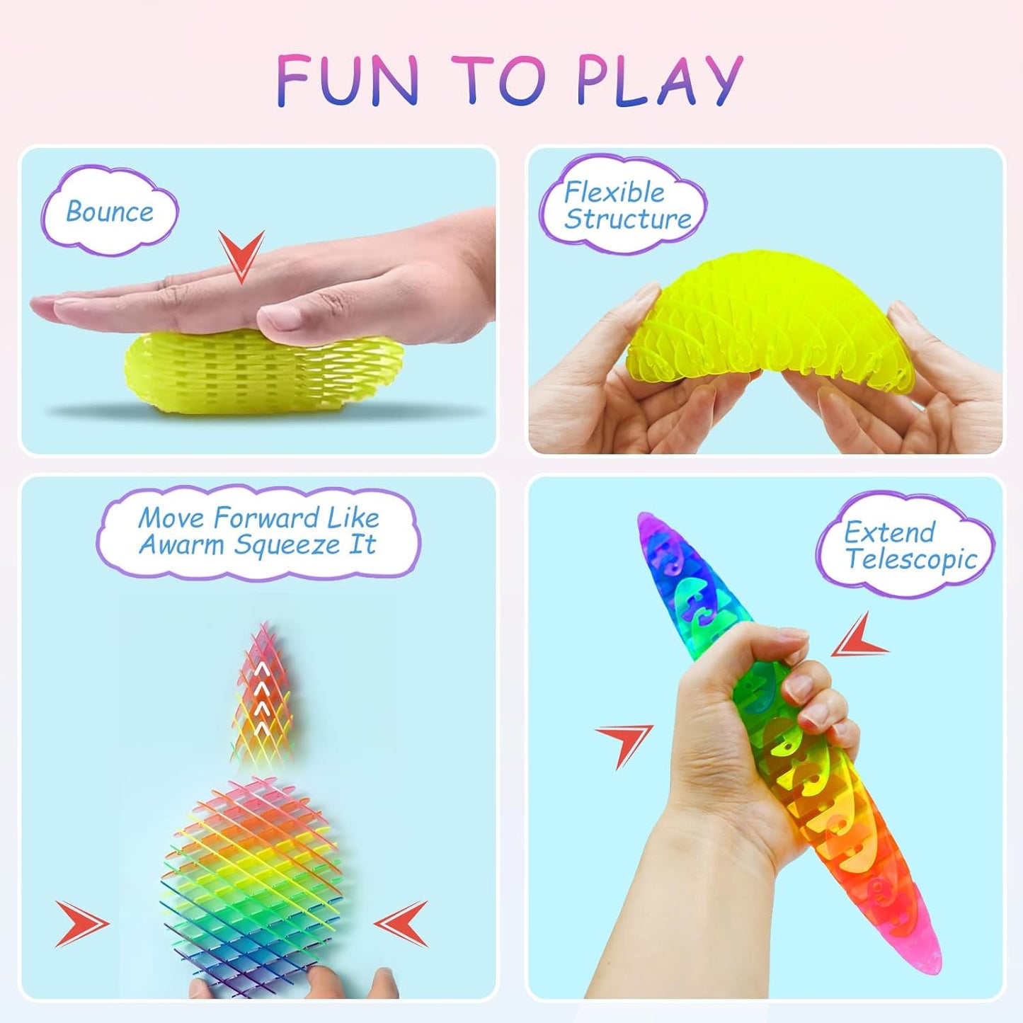 3 Packs Fidget Worm Toy, Desk Fidgets for Adults, 3D Printing Elastic Worm Shaped Ornament Pocket Squeeze Toys, Fidget Sensory Toys for Kids, Relieves Stress Anxiety Finger Toys for Adults Children