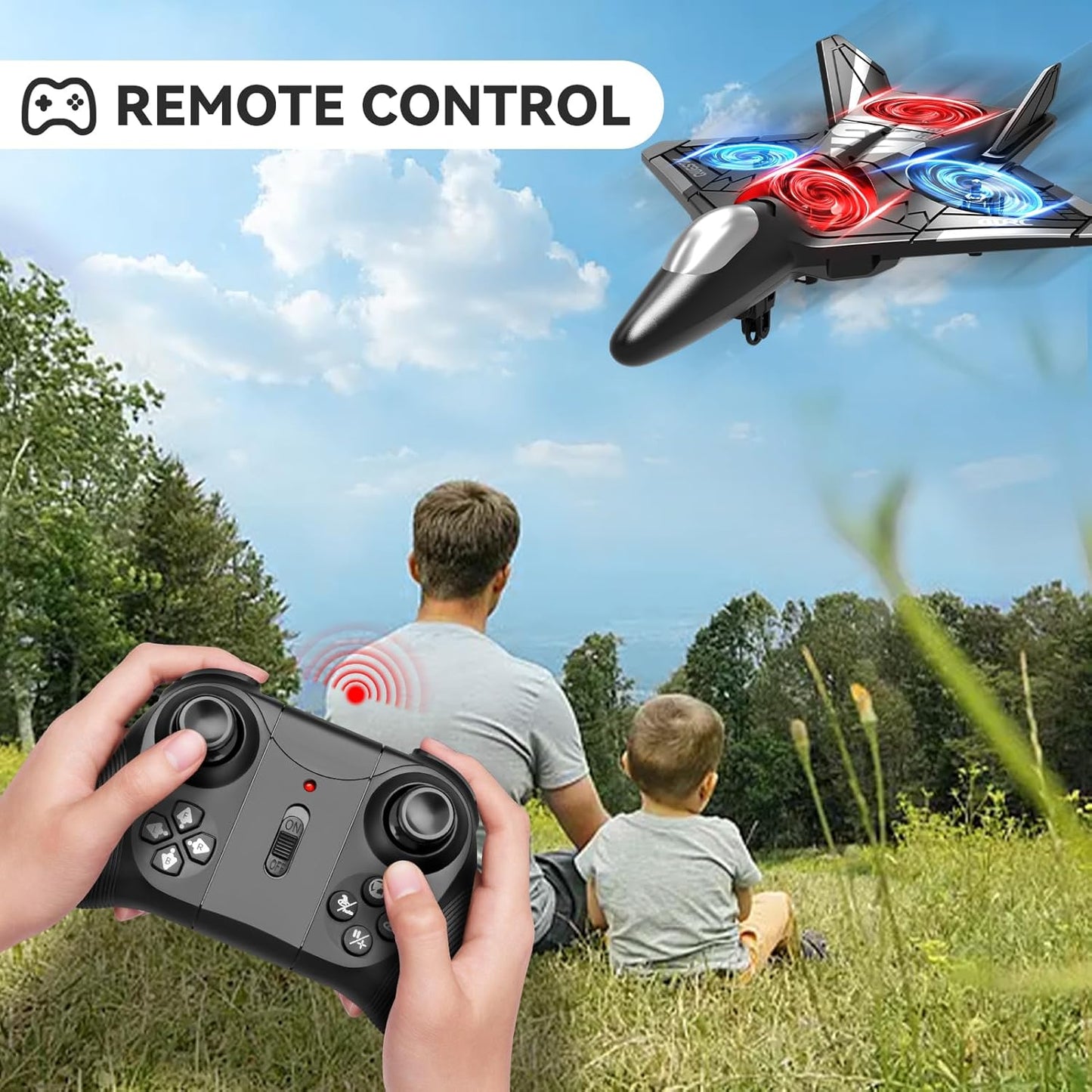 4DRC V31 Foam RC Planes Remote Control Airplanes for Kids Adults 4-7 8-16, Remote Control Planes Fighter Jet with Light, 360° Flip Fighter Jet Toy, Gravity Sensing, Stunt Roll, Gifts for Kids Boys