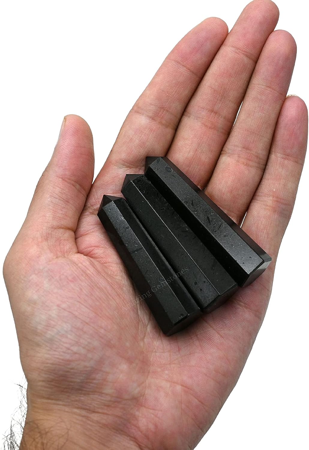 Amazing Gemstone Set of 3 Amethyst, Rose Quartz, Black Tourmaline Crystal Towers - Natural Healing Crystal Point Obelisk for Reiki Healing and Crystal Grid (2 Inch to 3 Inch)