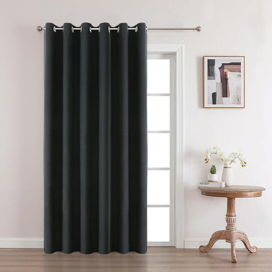 Joydeco Custom Charcoal Grey Textured Total Blackout Curtain for Bedroom and Living Room. Grommet Textured Thermal Insulated Room Darkening Curtain 1 Panel (Custom Size and Color)