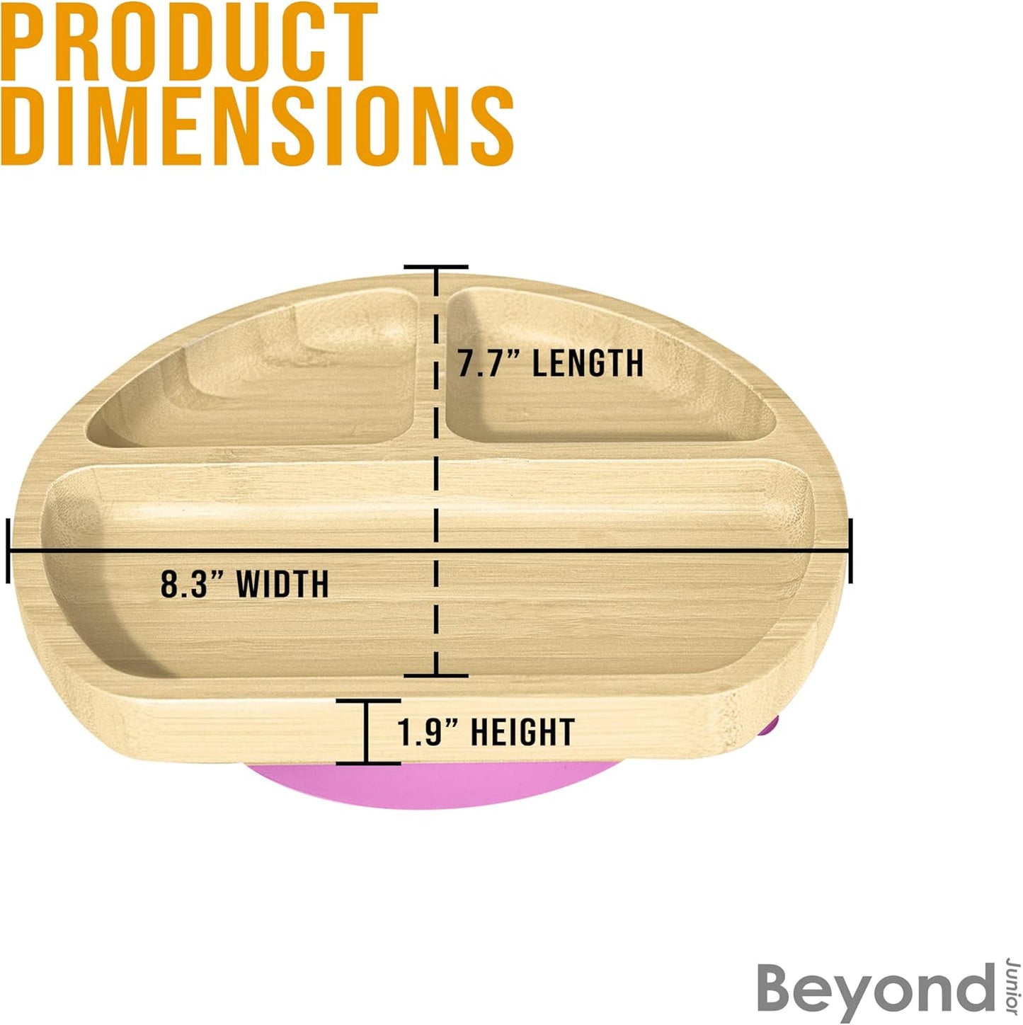 Abiie Octopod Bamboo Dish - Kids Plates for 4 months and up, 3-Compartment Baby Plates with Suction, Triangle Bamboo Baby Plate, Mess-Free Toddler Suction Plates, Baby Feeding Supplies, 8.3x1.9x7.7 in