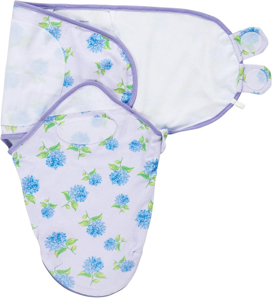 LollyBanks Baby Swaddles 100% Organic Cotton, 3-6 Months Baby Girl Swaddles with Easy Change Zipper, Swaddle Sack for Newborn Girls (Hydrangea Print)