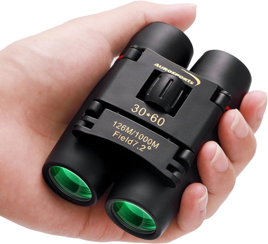 30X60 Small Binoculars for Adults Folding Bird Watching - Aurosports Mini Compact Binocular for Kids High Power Easy Focus Binoculars for Travel Hunting