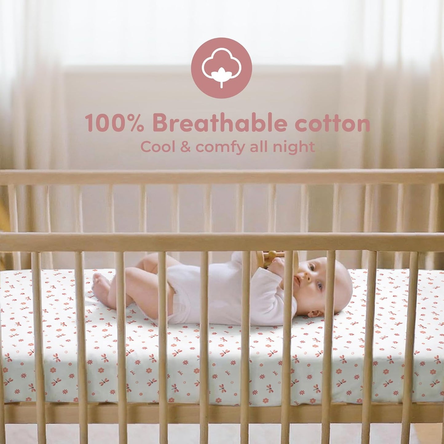 Sweety Fox 2-Pack Crib Sheets - Soft Jersey Cotton Fitted Sheets for Boys and Girls, Mini Crib Sheets, Toddler Bed Sheets (Dragonfly)