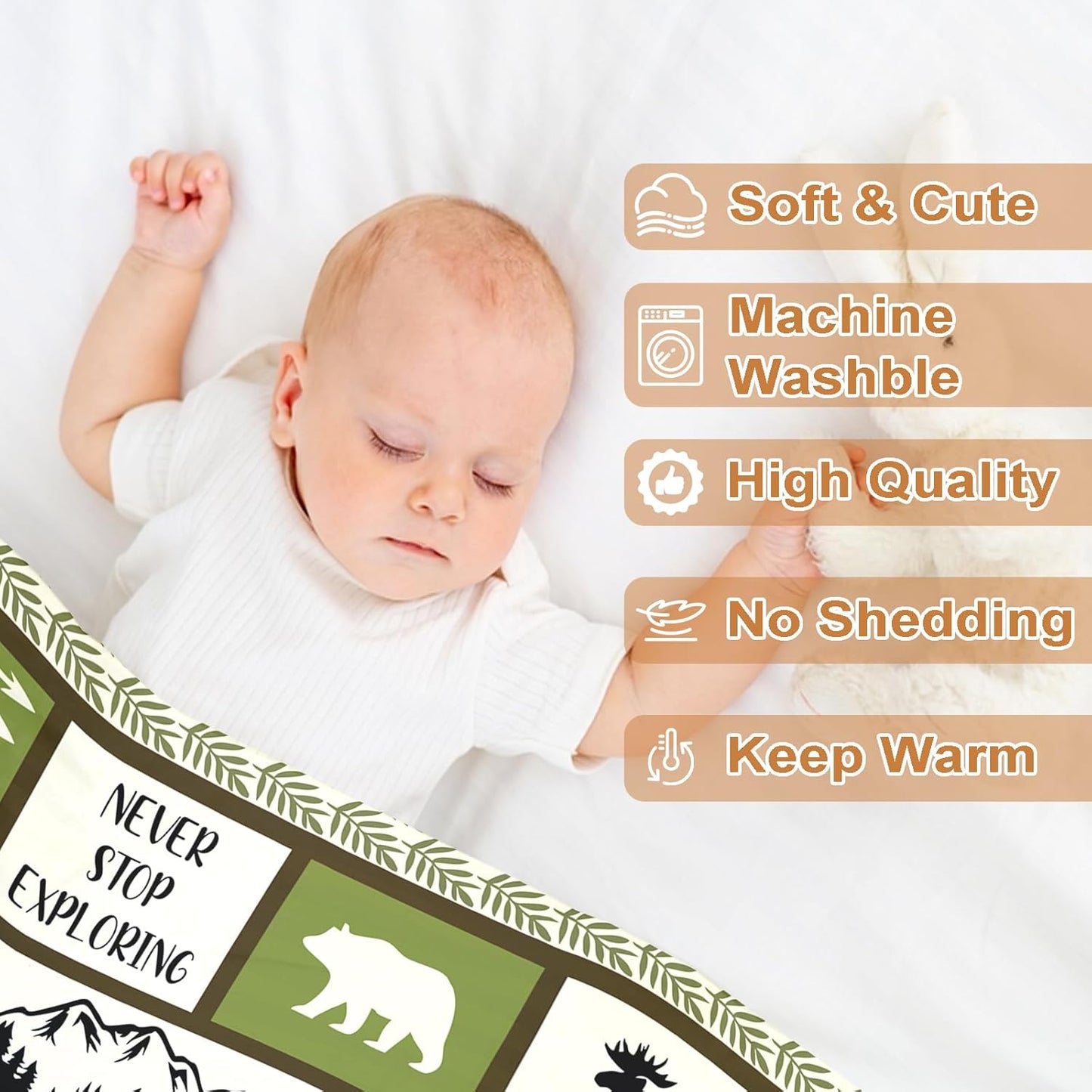 Ship Next Day, Personalized Baby Blanket – Printed in USA, Custom Baby Blanket for Boys & Girls, Baby Blanket with Name, Baby Shower, Easter, Christmas, Birthday Newborn & Toddler Gifts, Baby Gifts