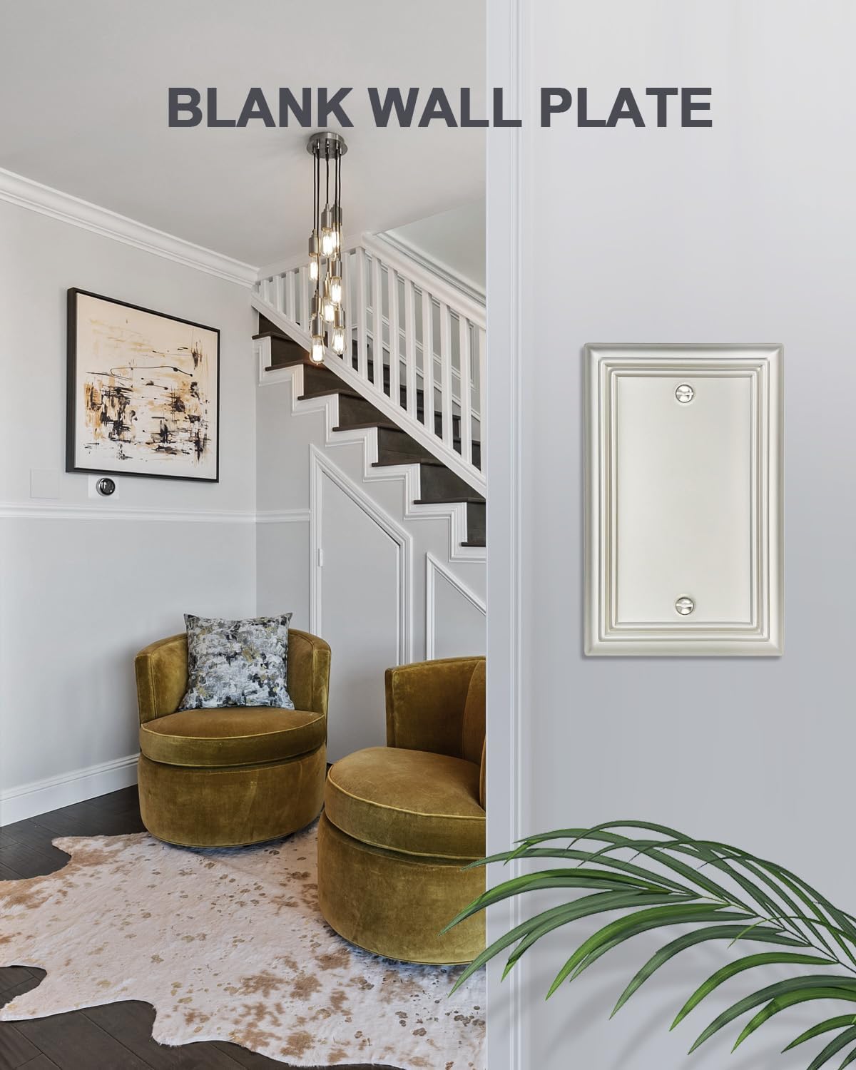 2-Pack Blank Wall Plate, Durable Metal No Device Outlet Cover, Satin Nickel, 3.15''*4.88'', Midsize