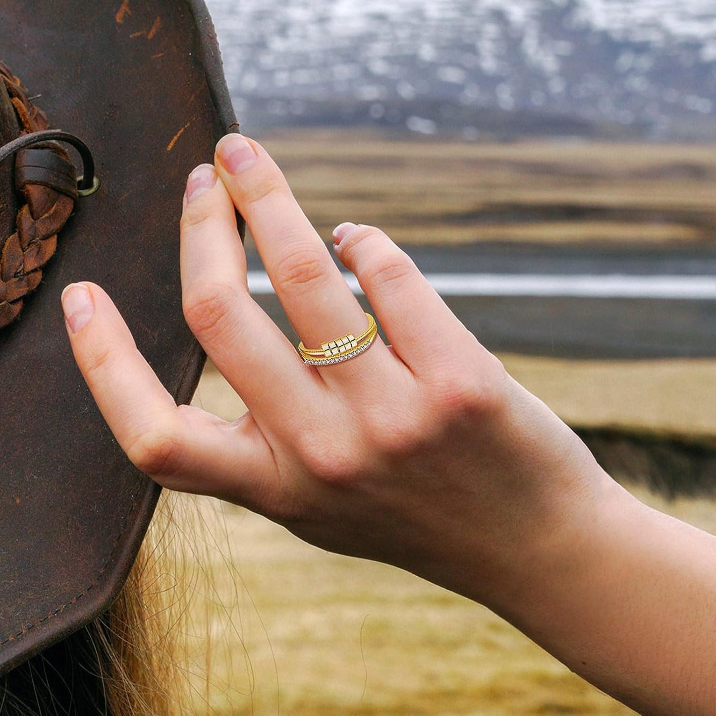 INFUSEU Funny Spinner Fidget Rings for Women Girls Anti Anxiety Stress Worry, Adjustable Size