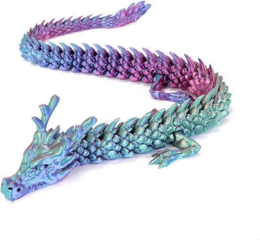 3D Printed Dragon, 17.7 Inch Articulated Dragon, Crystal Dragon, Dragon Fidget Toy, Home Office Decor Executive Desk Toys (Colorful)