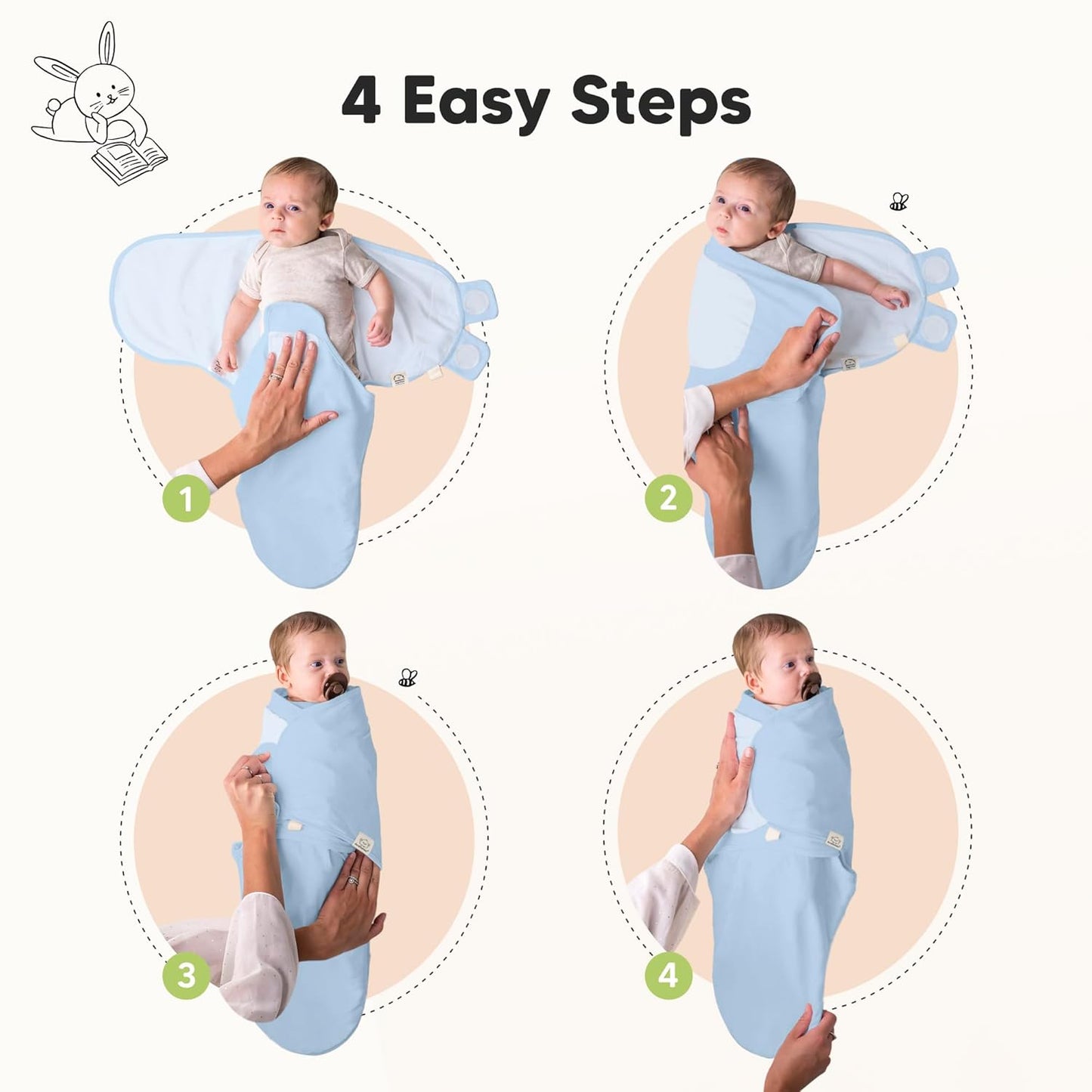 3-Pack Organic Baby Swaddle Sleep Sacks - Swaddles for Newborns, Infant 3-6 Months, Baby Girls, Boys, Soft & Snug Newborn Sleep Sack, Nursery Swaddling Blankets (ABC Land Cloud, Large)