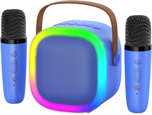 Karaoke Machine for Kids Adults, Portable Bluetooth Speaker with Wireless Microphones and LED Lights, Kids Toys Birthday for Girls and Boys Ages 4,5,6,7,8,9,10,11,12+ Years, Home Party