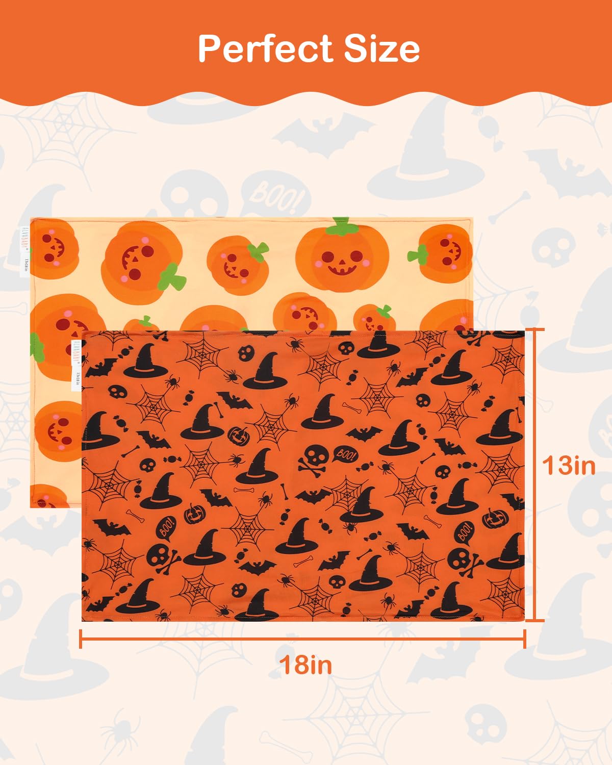 ALVABABY Toddler Pillowcases Stretchy Soft Kids Pillow Cover 2 Pack Fit 13"x 18" or 12"x16" Envelope for Girl Boy Sleepy Travel Halloween 2TPE34A