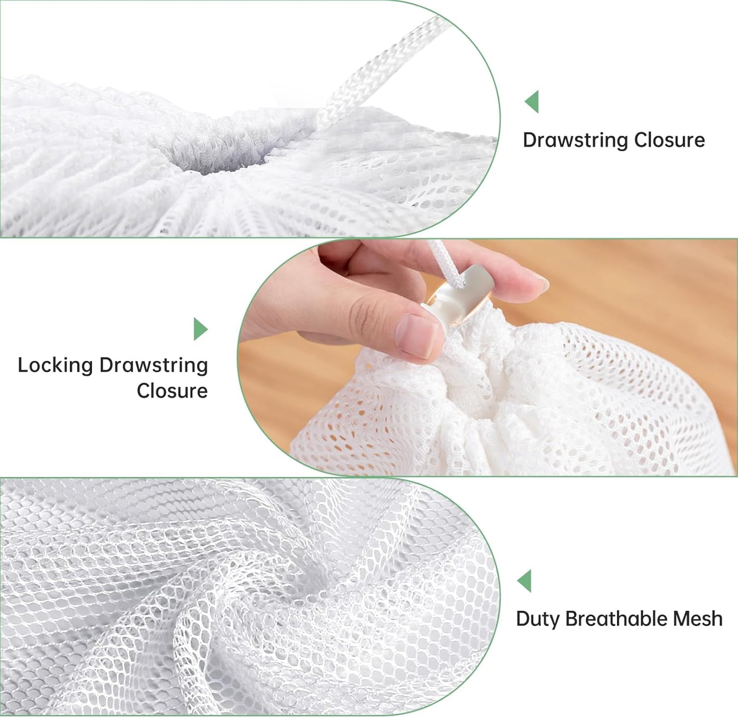 4Pcs Mesh Laundry Bags, Heavy Duty Laundry Bag, Durable Delicate Laundry Bag for College, Dorm, Travel, Family And Apartment Dwellers, (1small, 1medium, 1large, 1xx-Large) White