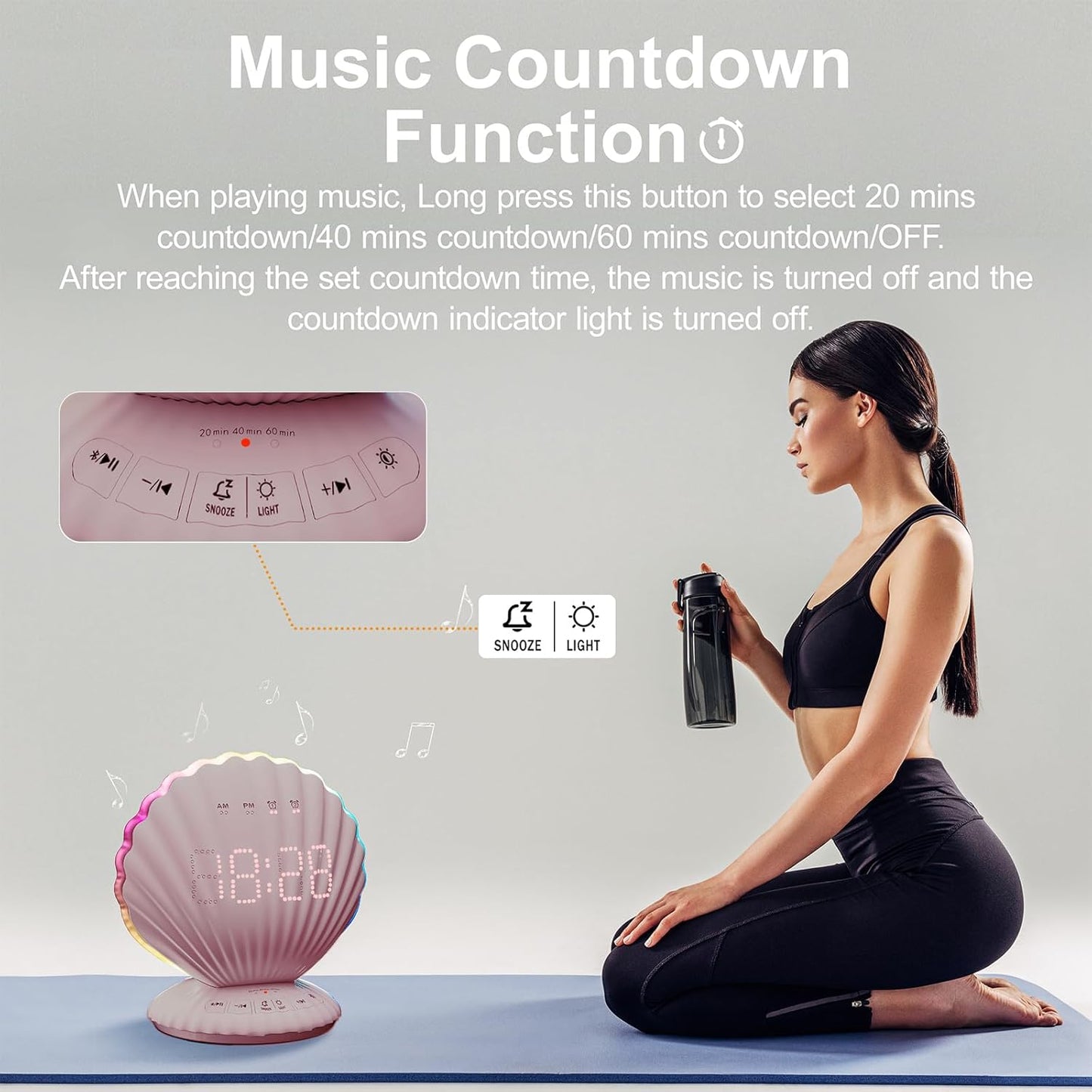 Alarm Clocks for Bedrooms,Portable Bluetooth Speaker,White Noise Sound Machines,Song 20/40/60 Timer,RGB Night Light,Bedroom Decor Aesthetic,Ideal Gift for Adult Women Teen Girls Boys(Pink)