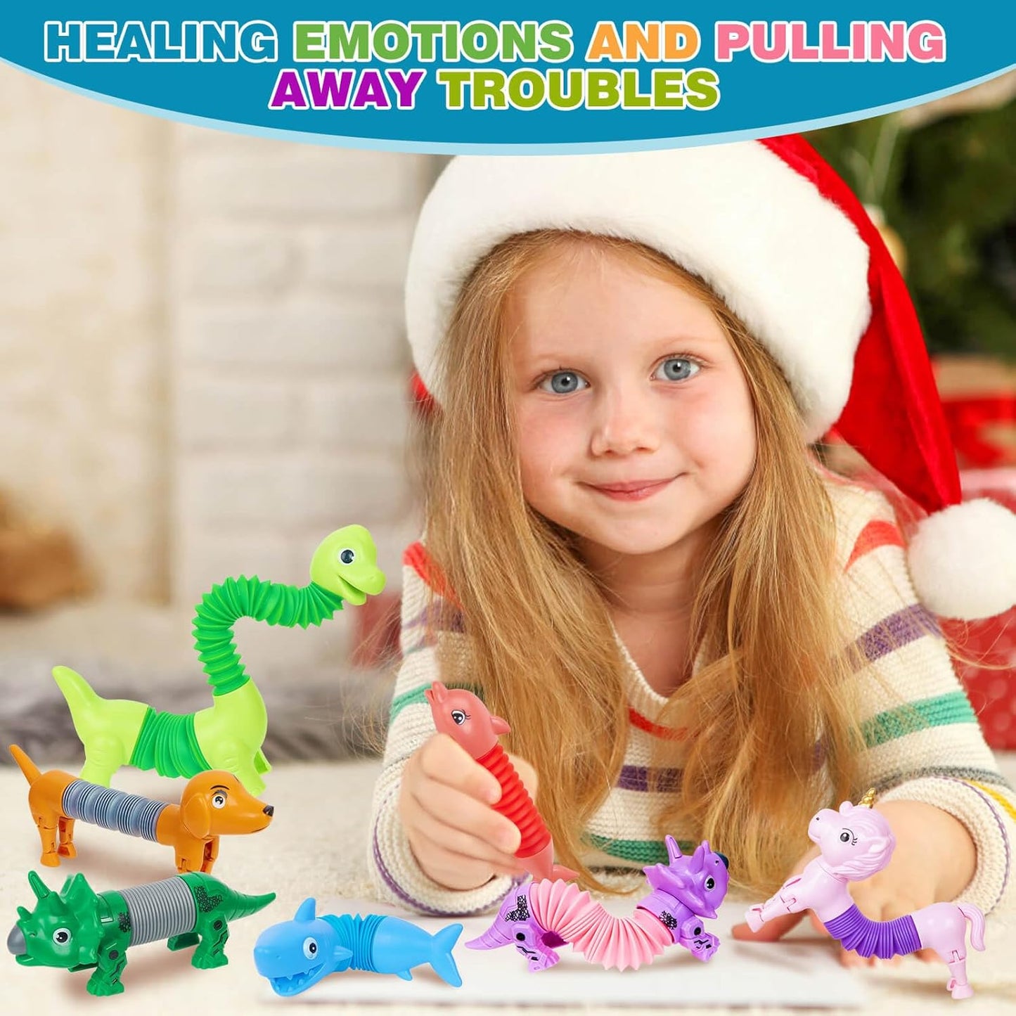 10 Pack Pop Tubes,Dog pop Tubes, Animal pop Tubes Fidget Toys,Sensory Tubes Fidget Toys for Kids,Toddler Sensory Toys,Fidget Tubes Party Favors,School Reward,Gift for Kids(10 Pcs, Classic Style)