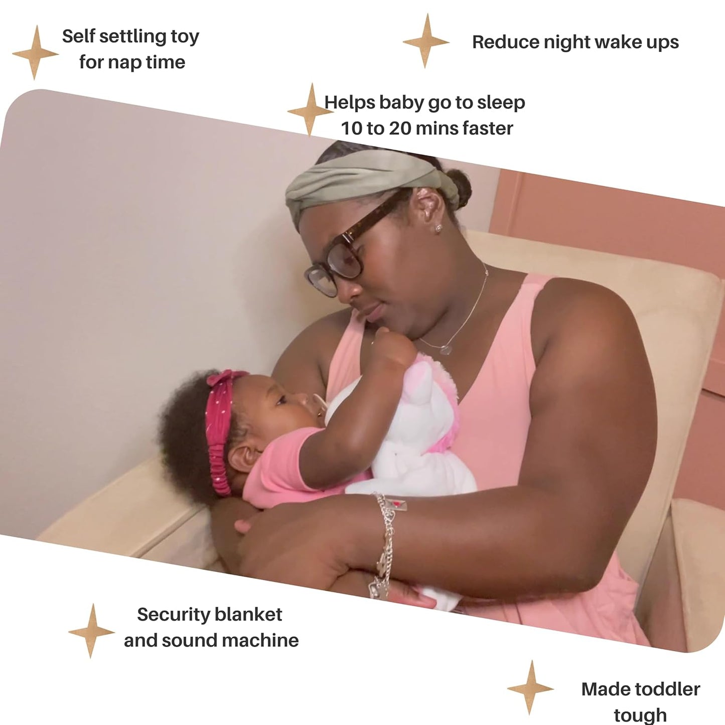 4-in-1 Sound Machine, Baby Lovey, Blanket - White Noise & Lullaby Plush Unicorn Calms & Reduces Wakeups, Helps Toddler Sleep Longer - Proven Sleep Aid -Musical BPA-Free, Machine Washable Newborn Gift