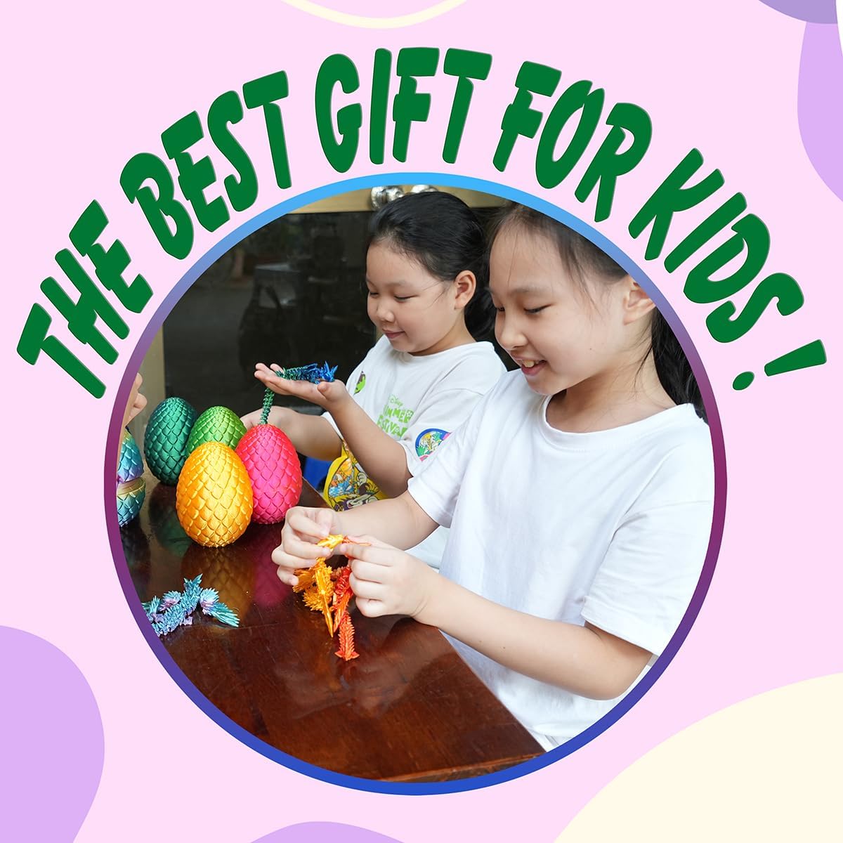 7" 3D Printed Dragon with Wings in Egg, Easter basket stuffers, Crystal Dragon Surprise in Eggs, Articulated Dragon, Dragon Fidget Toy, Home Office Decor Executive Desk Toy (Laser Red)