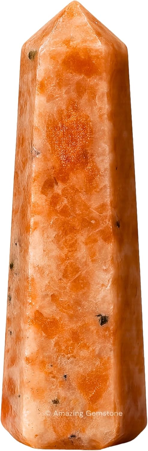 Amazing Gemstone Sunstone Crystal Towers - Natural Healing Crystal Point Obelisk for Reiki Healing and Crystal Grid (3 Inch)