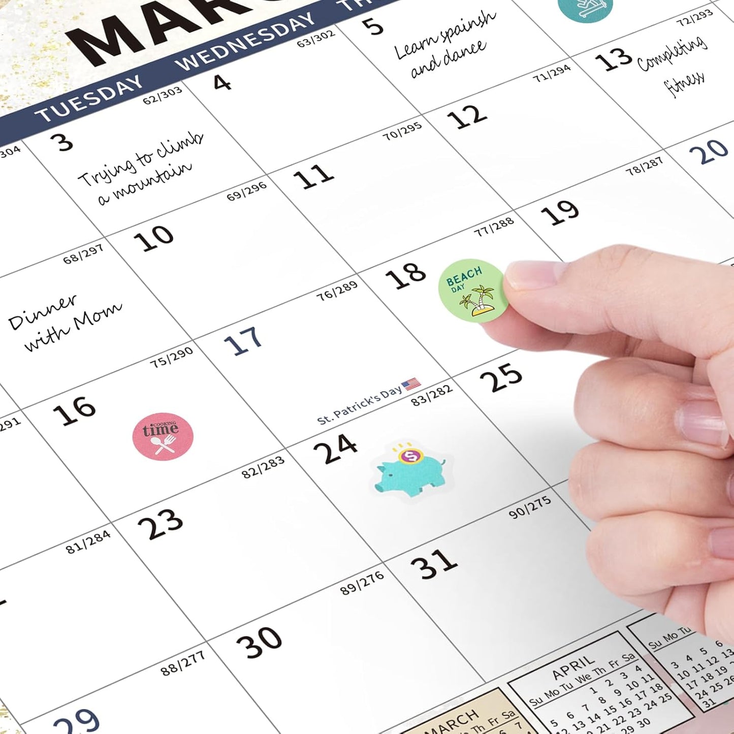 2025-2026Calendar, 18 Month Wall Calendar 2025-2026 Hanging Spiral Bound Magnetic Fridge Desk Calendars 15" x 12", Jul 2025 - Dec 2026, A- Small Rainbow