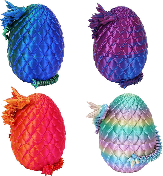 3D Printed Dragon Egg,Dragon Eggs with Dragon Inside,Crystal Dragon Fidget Toys,Full Articulated Dragon Dragon in Egg,Adults Fidget Toys for Autism ADHD (4PCS1)