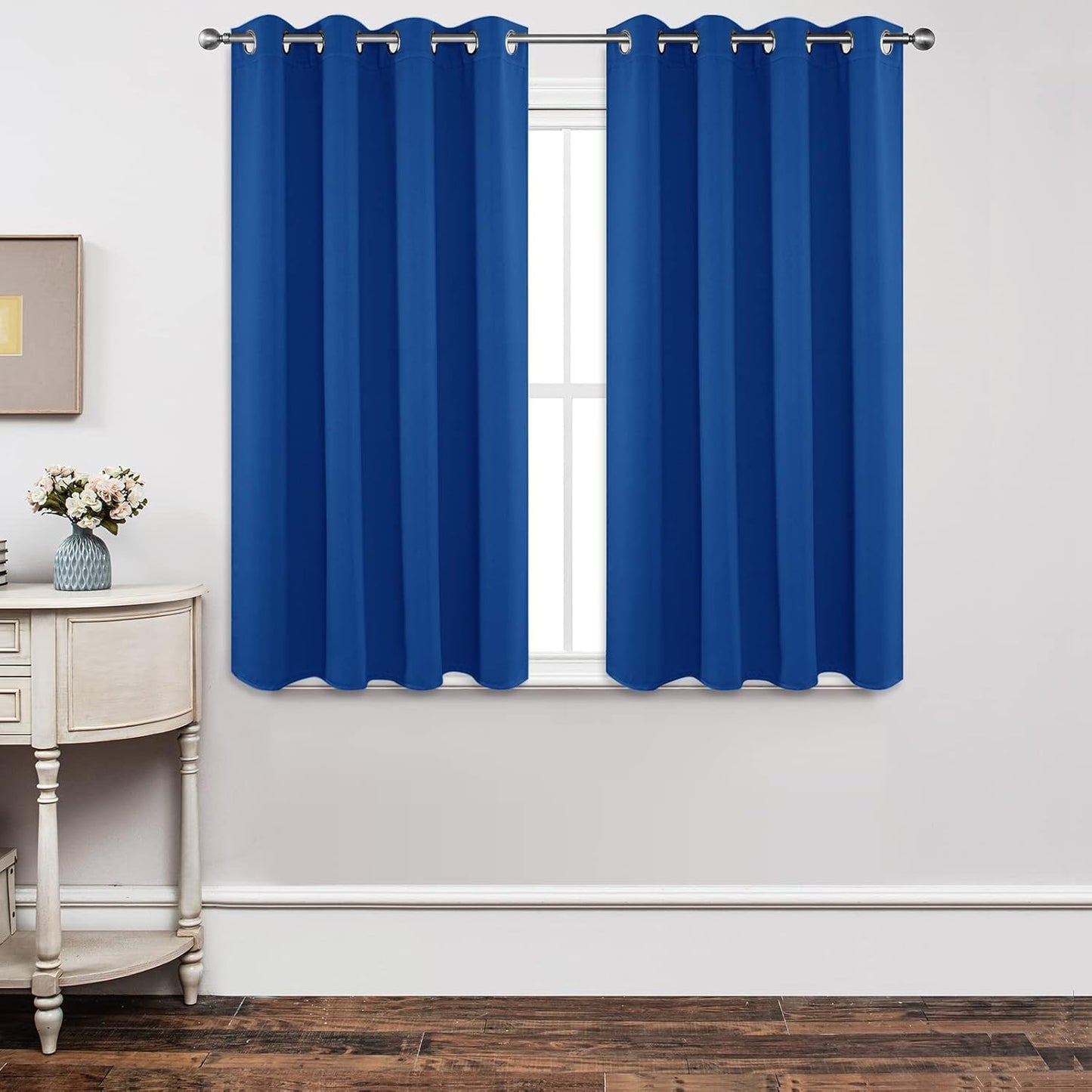 Joydeco Blackout Curtains 54 Inch Length 2 Panels Set, Thermal Insulated Long Curtains& Drapes 2 Burg, Room Darkening Grommet Drapes for Living Room Bedroom Window (W52 x L54 Inch, Royal Blue)